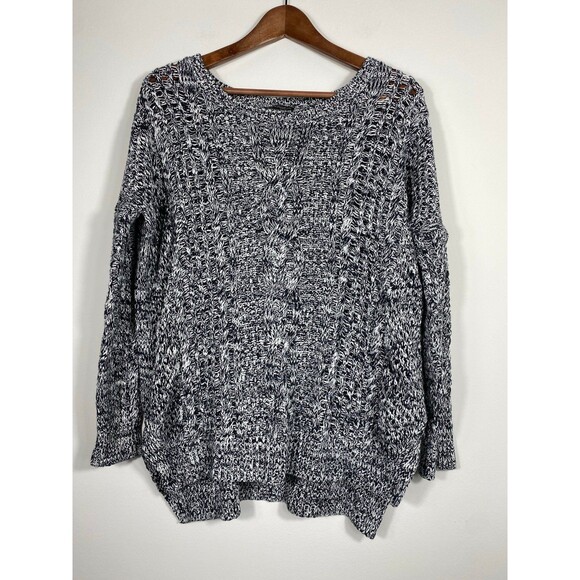 Express Black & White Marled Cable Knit Sweater – Size Small - Picture 1 of 6